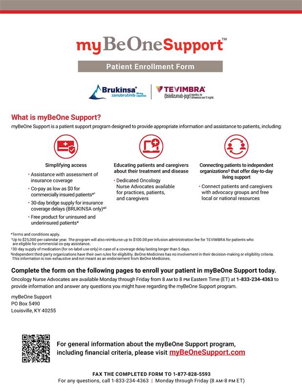 myBeOneSupport® patient support program enrollment form